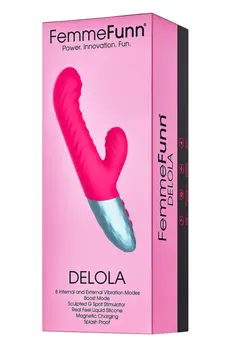 FemmeFunn Delola Pink Dual Density Ribbed Vibrating Device 23.6cm