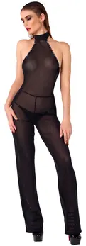 Noir Handmade Shimmering Cold Shoulder Jumpsuit S - Transparent Black