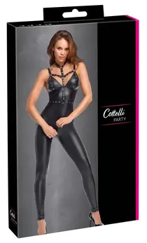 Cottelli Party Jumpsuit XL Matte Black with Adjustable Harness