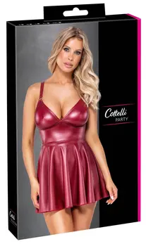 Cottelli PARTY Mini Dress Red Matte Look, Adjustable Straps, Size M