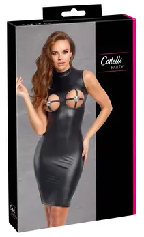 Cottelli PARTY Dress L Black Matte Elegant Adjustable Breast Design