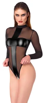 Noir Handmade Body Cross S Black Transparent Long-Sleeve Bodysuit