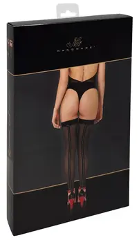 Noir Handmade Powerwetlook XL Knee-Highs with Gem Accents, Black