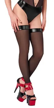 Noir Handmade Knee-Highs S Black Transparent with Gem Detailing