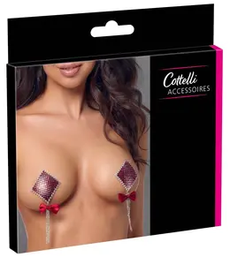 Cottelli Accessories Red Gem Bow Adhesive Nipple Decorations 7.5cm