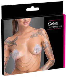 Cottelli Accessoires Silver Decorative Nipple Stickers with Chains 6.5cm