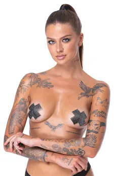 Cottelli Accessoires Cross Black Decorative Nipple Stickers 7.5 cm