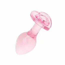 Anal Collection Glass Plug Medium Heart-Shaped Base 8.3 cm Pink