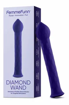 FemmeFunn Diamond Wand Dark Purple - Flexible Silicone Vibrator, 21 Modes