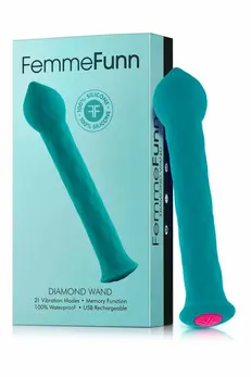 FemmeFunn Diamond Wand Turquoise - Flexible Silicone Vibrator, 21 Modes