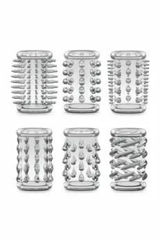 Blush Stay Hard Textured Stimulation Sleeve Kit Clear 6-Pack