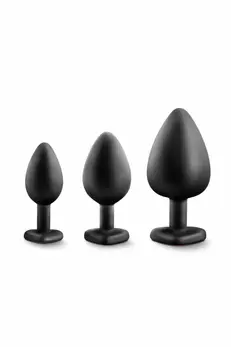 Blush Luxe Bling Plugs Training Kit Black with Red Gem Set S/M/L