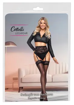 Cottelli LEGWARE Black Lace-Top Stockings L, 20 Den, Oeko-Tex, Elegant Finish