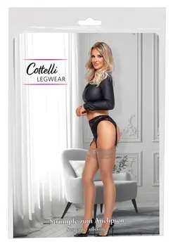 Cottelli LEGWARE Nude Stockings L - Velvet Touch, 20 Denier, Wide Lace Top