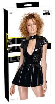 Black Level Vinyl Mini Dress L, Shiny Black, Adjustable Straps