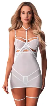 Obsessive Arrowel White Chemise L/XL with Adjustable Choker Detail