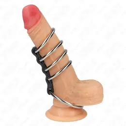 KINK Leather & Metal Restraint System - Adjustable 5-Ring Set, 3.7-5 cm