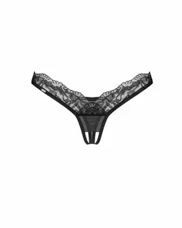 Obsessive Arrowel Open Thong Black - Elegant Lace Lingerie L/XL