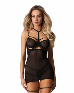Obsessive Arrowel Chemise Black - Elegant Lace & Sheer Straps Design 2XL/3XL