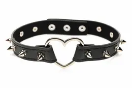 XR Brands Spiked Heart Choker Black Vegan Adjustable 42cm