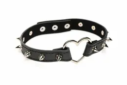 XR Brands Spiked Heart Choker Black Vegan Adjustable 42cm