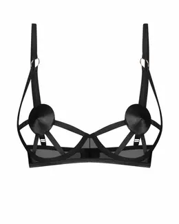 Obsessive Freedom Euridia Bra Black with Geometric Straps, Adjustable Fit M/L