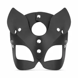 Bedroom Fantasies Kinky Kitty Leather Mask Black Adjustable Fit