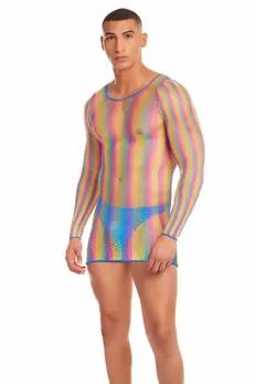 Rene Rofe Pride Drip Two-Piece Set Colorful Shirt & Briefs M