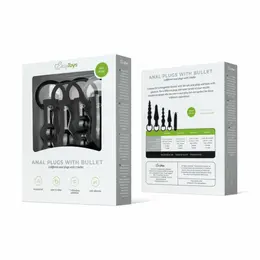 EasyToys Silicone Anal Plug Set with Vibrating Bullet - Black, 4 Sizes