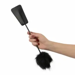 EasyToys 2-in-1 Black Dual-Ended Feather Tickler & Whip 39 cm