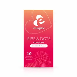 EasyGlide Ribbed & Dotted Anatomical Condoms 10-Pack Transparent