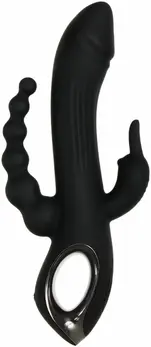 Evolved Trifecta Multi-Motor Silicone Vibrator Black Waterproof