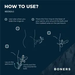 Boners Triple Ring Blue - Silicone Intimate System, USB Rechargeable