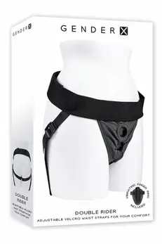 Gender X Double Rider Adjustable Lycra Harness with Vibrating Ring