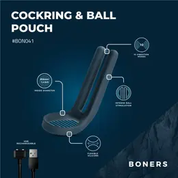 Boners Blue Silicone Stimulation Ring with 10-Mode Vibration System