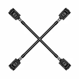 EasyToys Adjustable Restraint Cross Bar with Synthetic Leather Cuffs Black