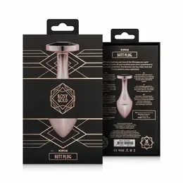 Rosy Gold Nouveau Geometric Anal Plug with Black Crystal Accent
