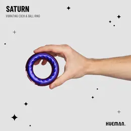 Hueman Saturn Vibrating Silicone Ring Intimate System - Rechargeable, Black