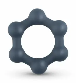 Boners Hexagon Silicone Ring with Integrated Steel Elements, Black
