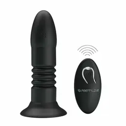 Magic Jingers Silicone Vibrating & Thrusting Plug Black Remote Control