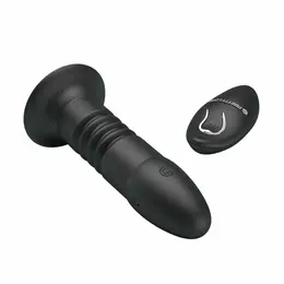Magic Jingers Silicone Vibrating & Thrusting Plug Black Remote Control
