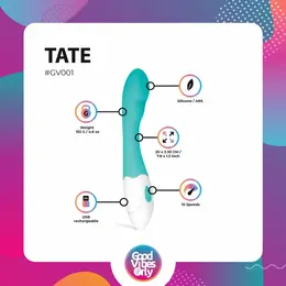 Tate Vibrator Model G-Spot Waterproof Rechargeable 10 Modes Purple