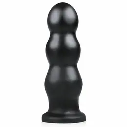 BUTTR Tactical III Large Ribbed Intimate Plug with Flat Suction Base Black