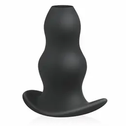 BUTTR Foxhole Silicone Hollow Plug - Large, Anatomical Design, Black