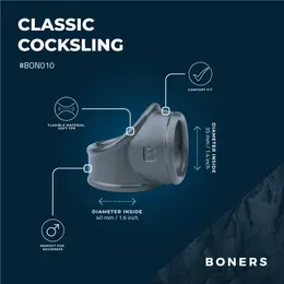 Boners Grey Support Ring - Flexible Anatomical Enhancer, Size M