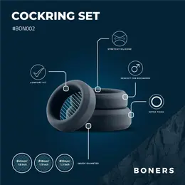 Boners 3 Ring Kit Flat Silicone Adjustable Anatomic Set (3 Sizes)