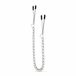 EasyToys Adjustable Tweezer Nipple Clamps with Metal Chain - Black