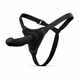 EasyToys Silicone Strap-On System - Adjustable Harness & Curved Model, Black