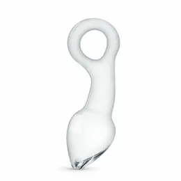 Glas No. 13 Curved Glass Plug with Pull Ring - Transparent, Medium Size