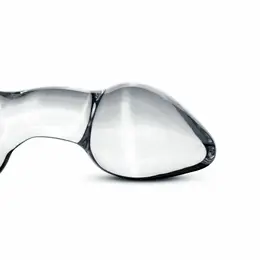 Glas No. 13 Curved Glass Plug with Pull Ring - Transparent, Medium Size